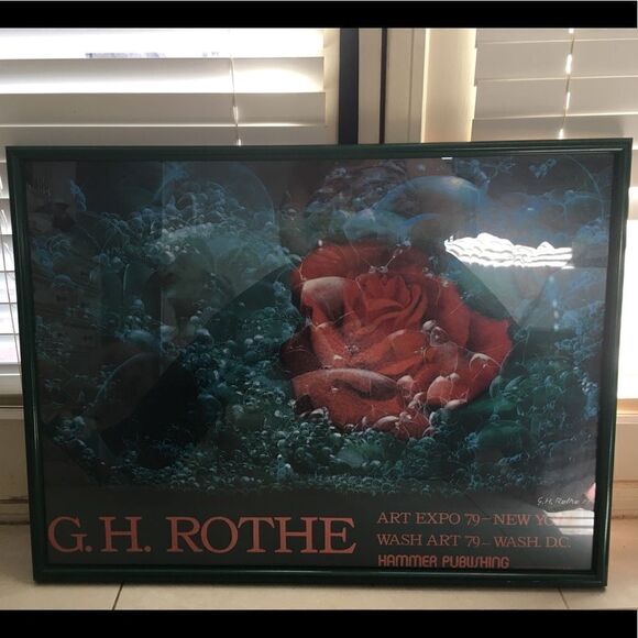 G.H. ROTHE 1990 Framed Rose in Bubbles! - Picture 1 of 16